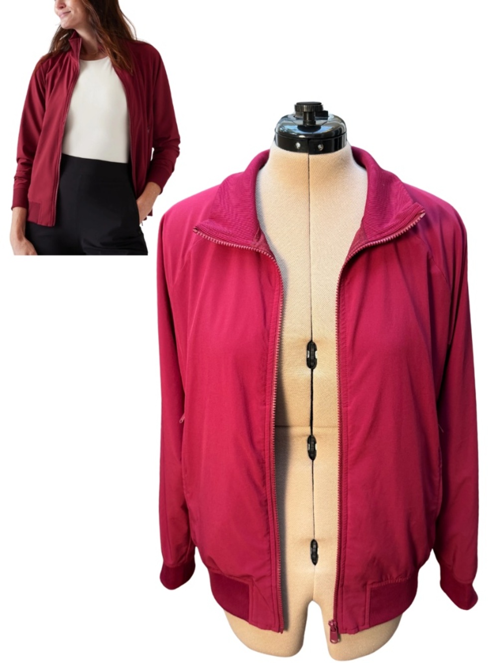 Large EUC - Athleta - Brooklyn Bomber - Cranberry - Picture 4 of 9